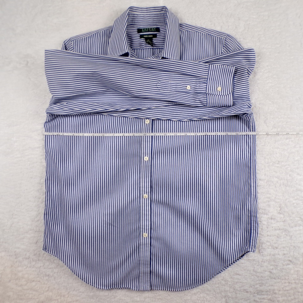 Lauren Ralph Lauren Men's Blue/White Striped Dress Shirt Size Medium - Picture 4 of 8